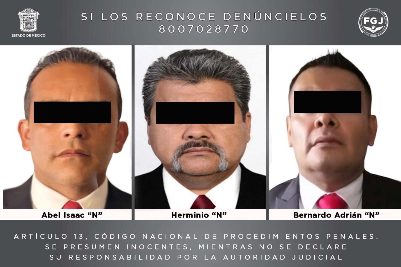 Tres Agentes de Investigación de la Fiscalía Estatal fueron detenidos por su probable participación en el delito de secuestro (Foto: Fiscalía Edomex)