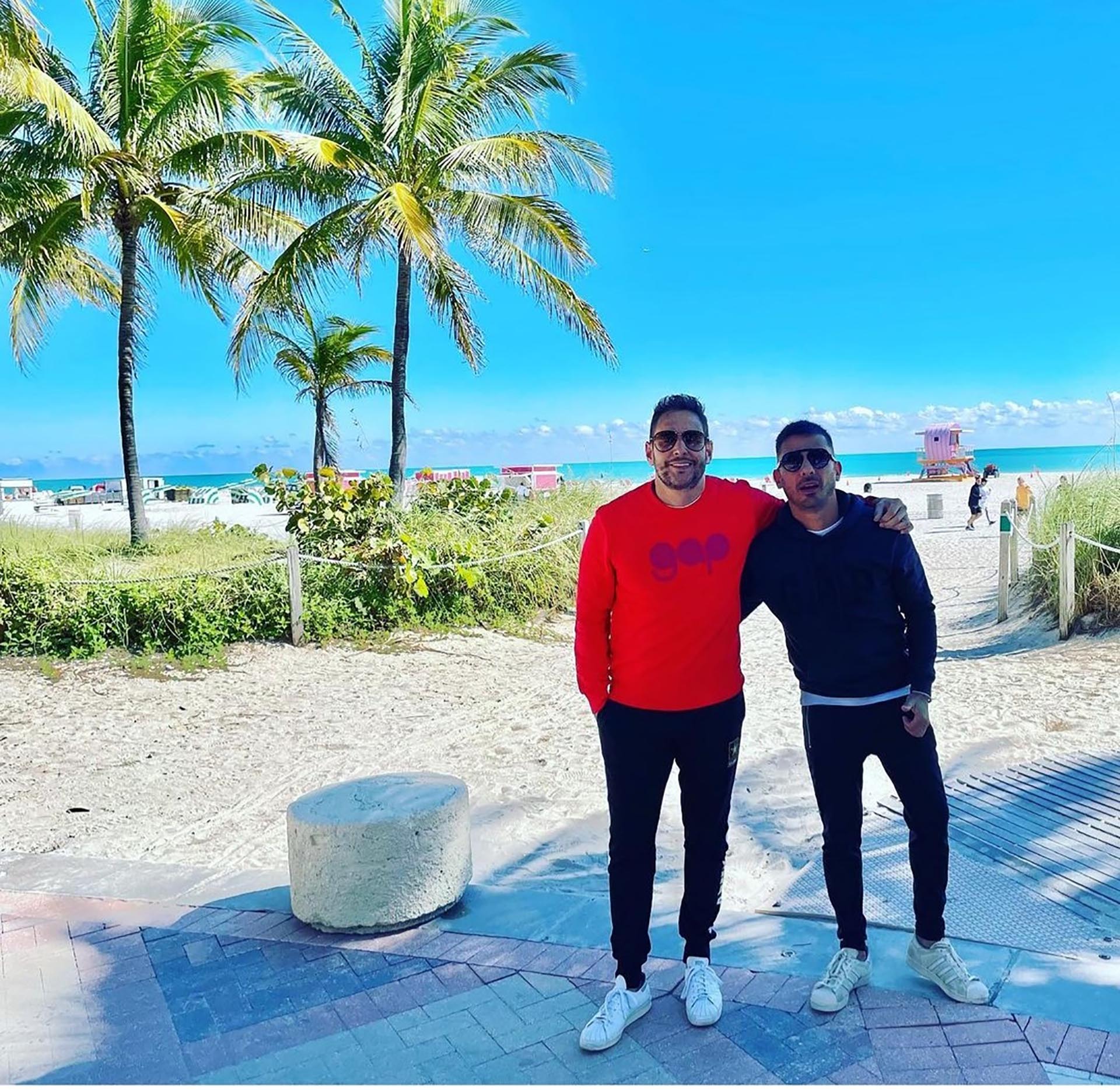 Rodrigo y Juampi en Miami, con frío (Instagram)