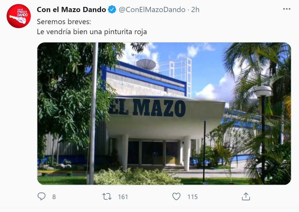 Tweet de Diosdado Cabello, en el que ironiza sobre una posible expropiación del diario El Nacional
