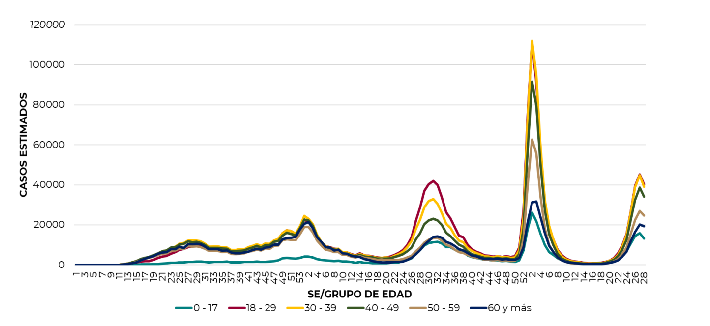 Casos de contagios por grupos de edad en México al 24 de julio de 2022 (Foto: SSa)