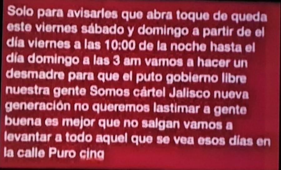 The CJNG allegedly threatened a curfew in the state of Baja California (photo: Screenshot)