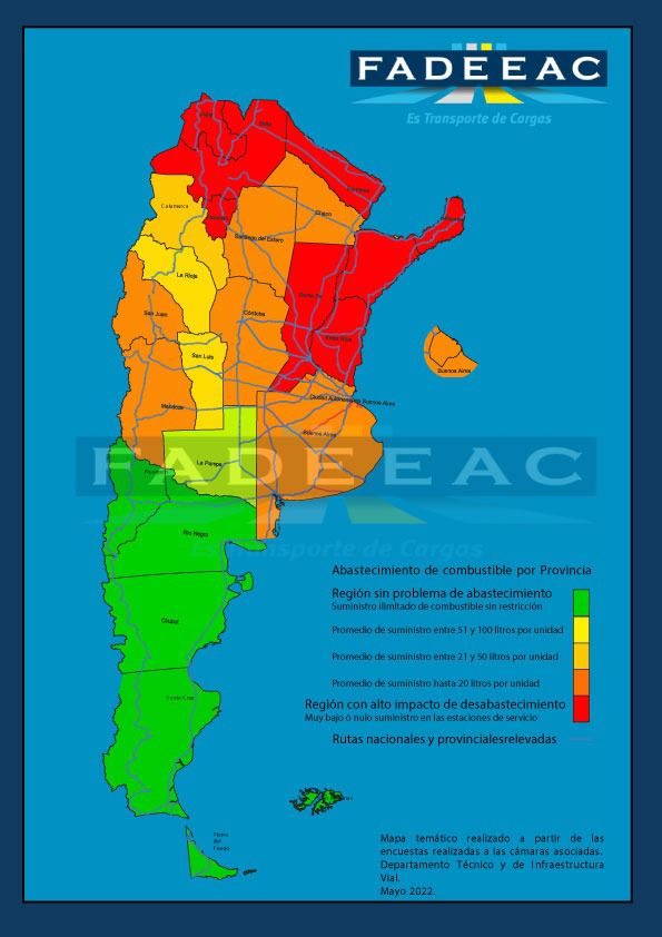 Mapa de abastecimiento de gasoil de FADEEAC