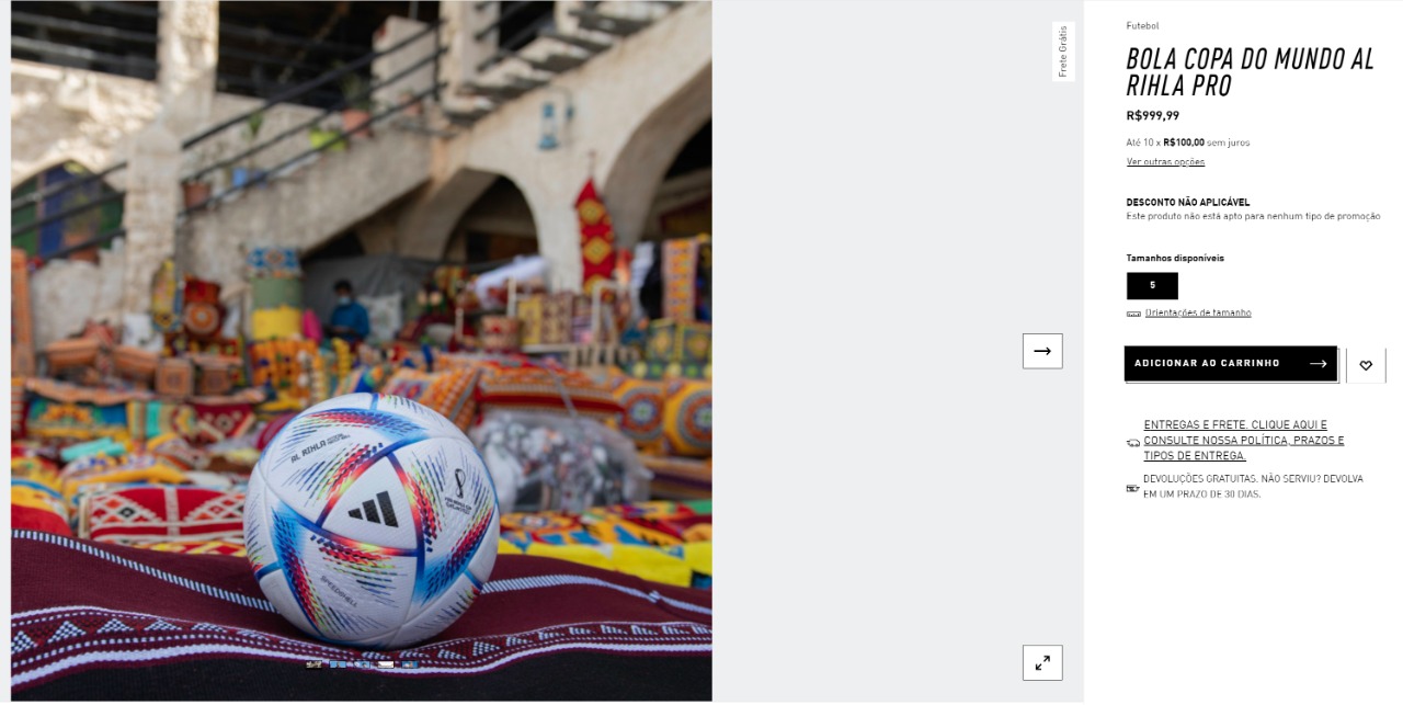 En Brasil la pelota se vende a 999,99 reales, unos USD 210 que son el precio más caro de la región