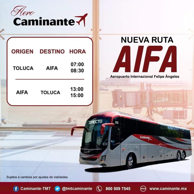 Distintas líneas de autobuses anunciaron que realizarán recorridos hacia el AIFA desde distintos puntos del país (Foto: Twitter/ @AISL_mx)