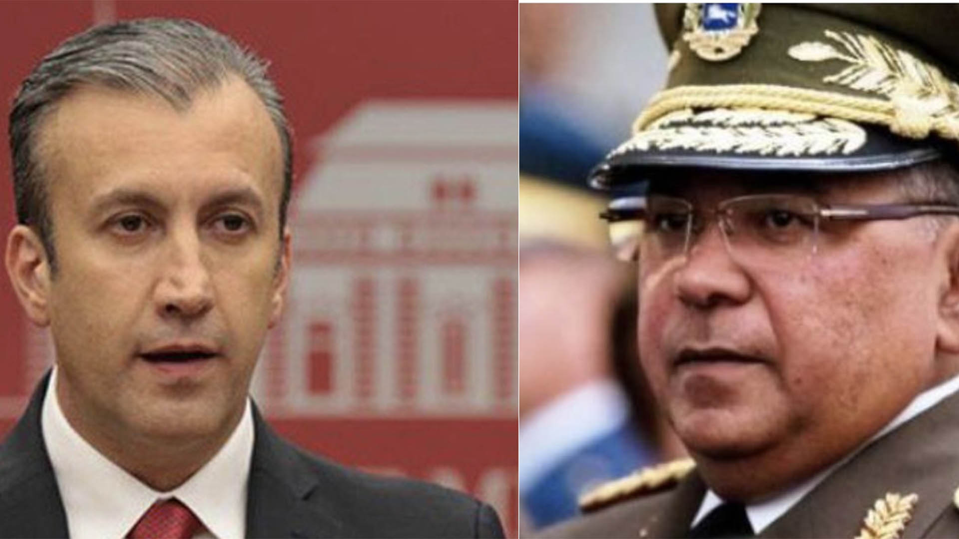 El ministro renunciante Tareck El Aissami y el ministro de energía Eléctrica Néstor Reverol