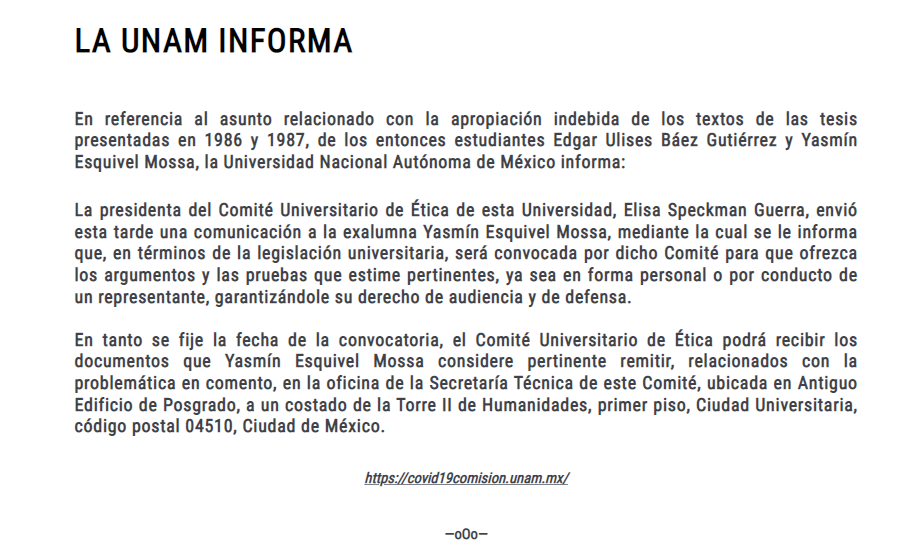 (Captura de pantalla UNAM)