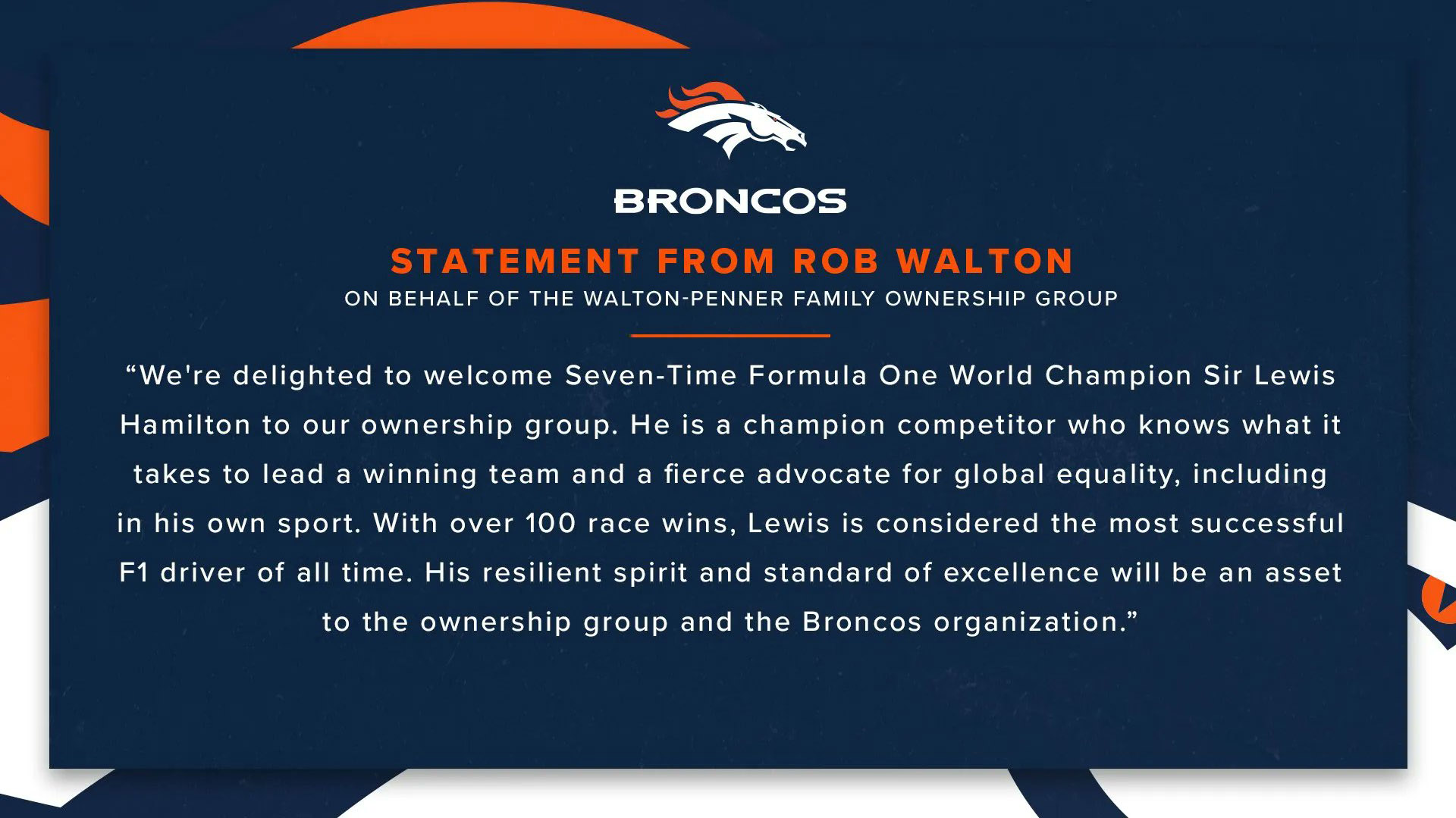 The statement of the Denver Broncos on the arrival of Hamilton
