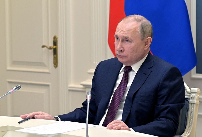 FILE PHOTO: Russian President Vladimir Putin in Moscow, Russia, February 19, 2022. Sputnik/Aleksey Nikolskyi/Kremlin via REUTERS