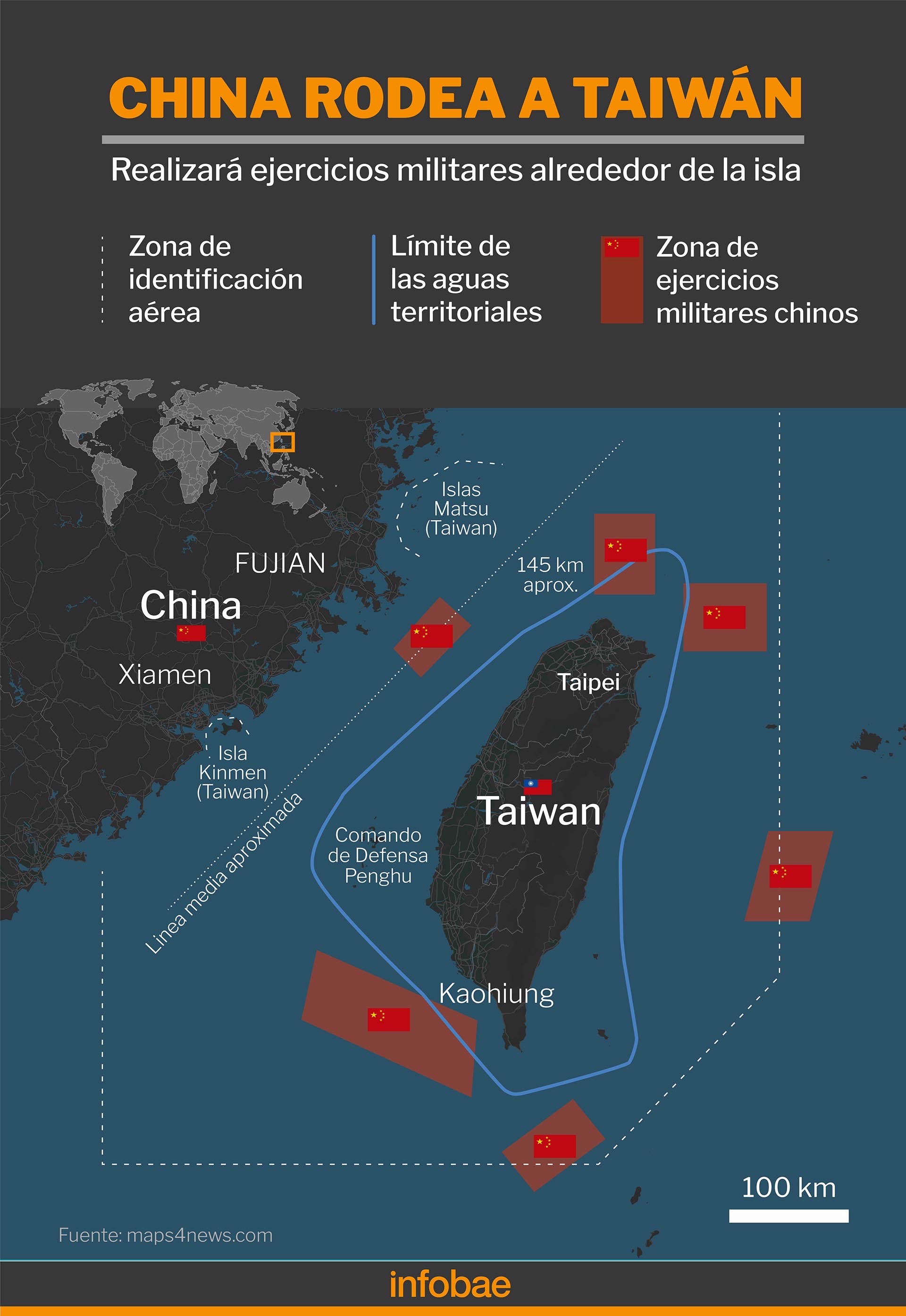 Tropas chinas rodean Taiwán