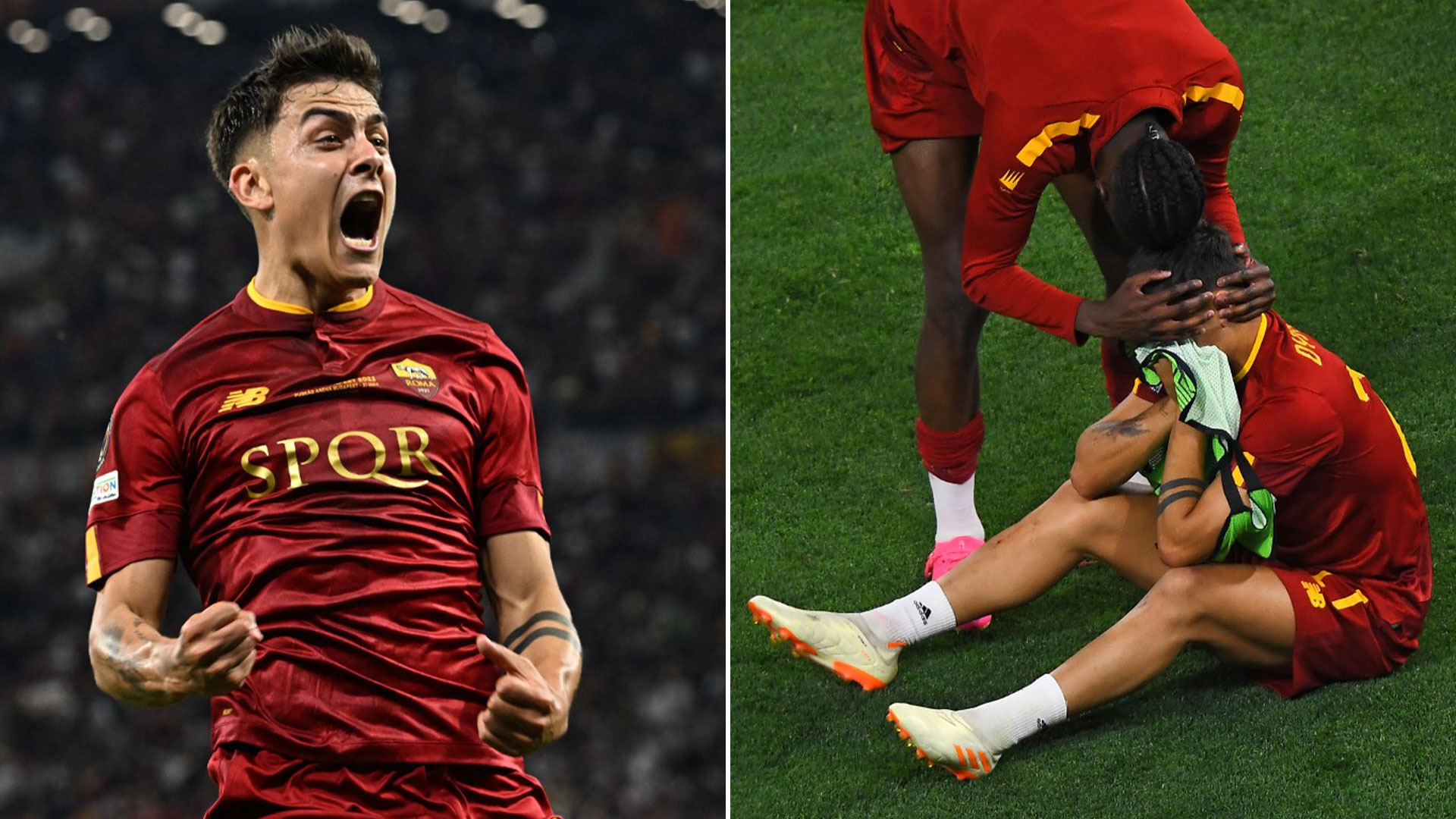 Las dos caras de Paulo Dybala: de la euforia por el gol que ilusionó a la Roma al desconsolado llanto por haber perdido la final de la Europa League