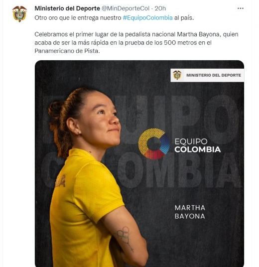 La santandereana le dio a Colombia el primer podio de la competencia. @MinDeporteCol