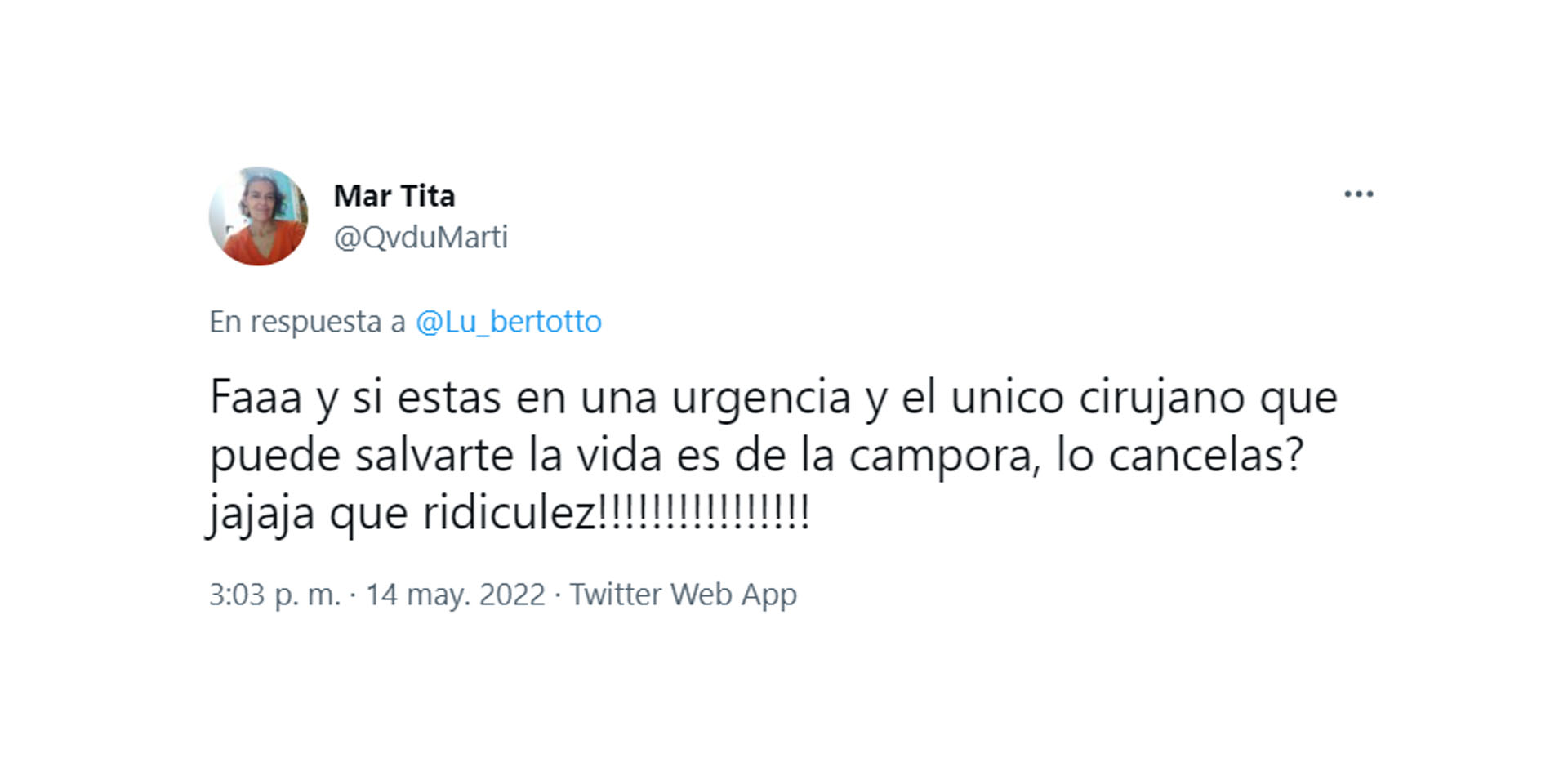Mensaje de uno de los usuarios, que criticó el tuit de Lucía