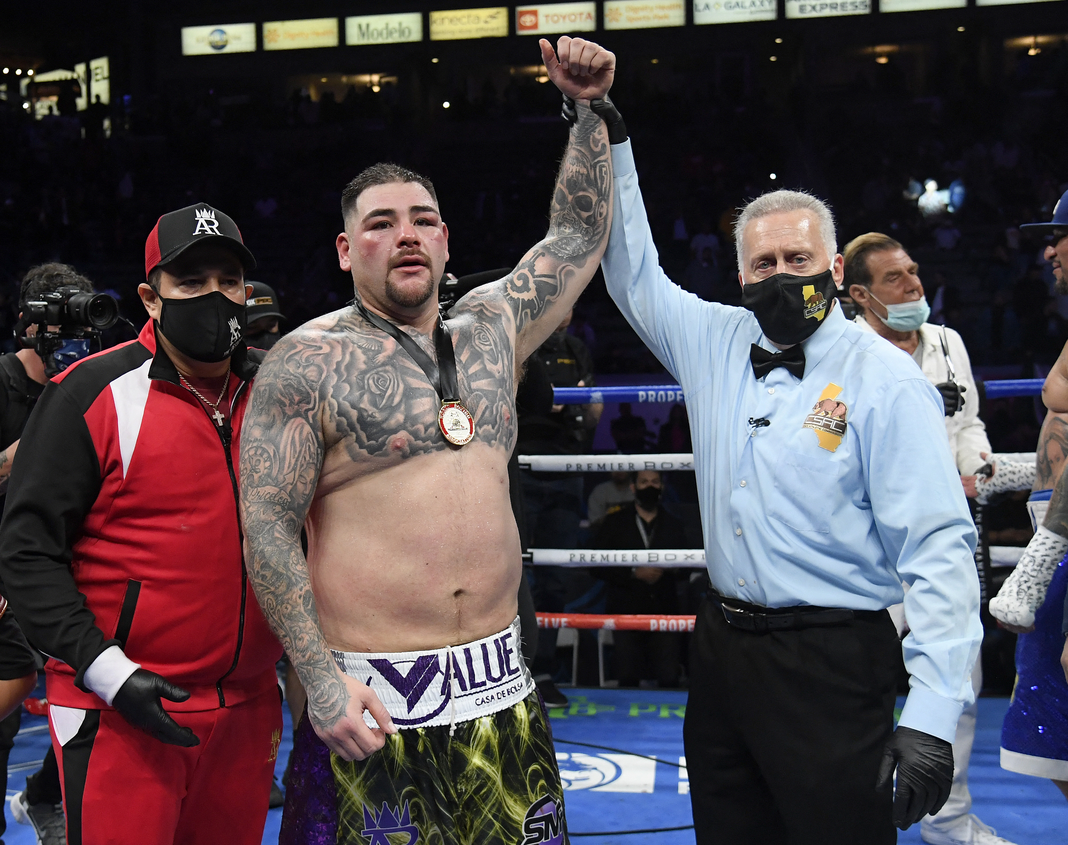 Andy Ruiz regresó al boxeo en una pelea contra Chris Arreola y Eddy Reynoso lo preparó (Foto: Harry How / Getty Images via AFP)