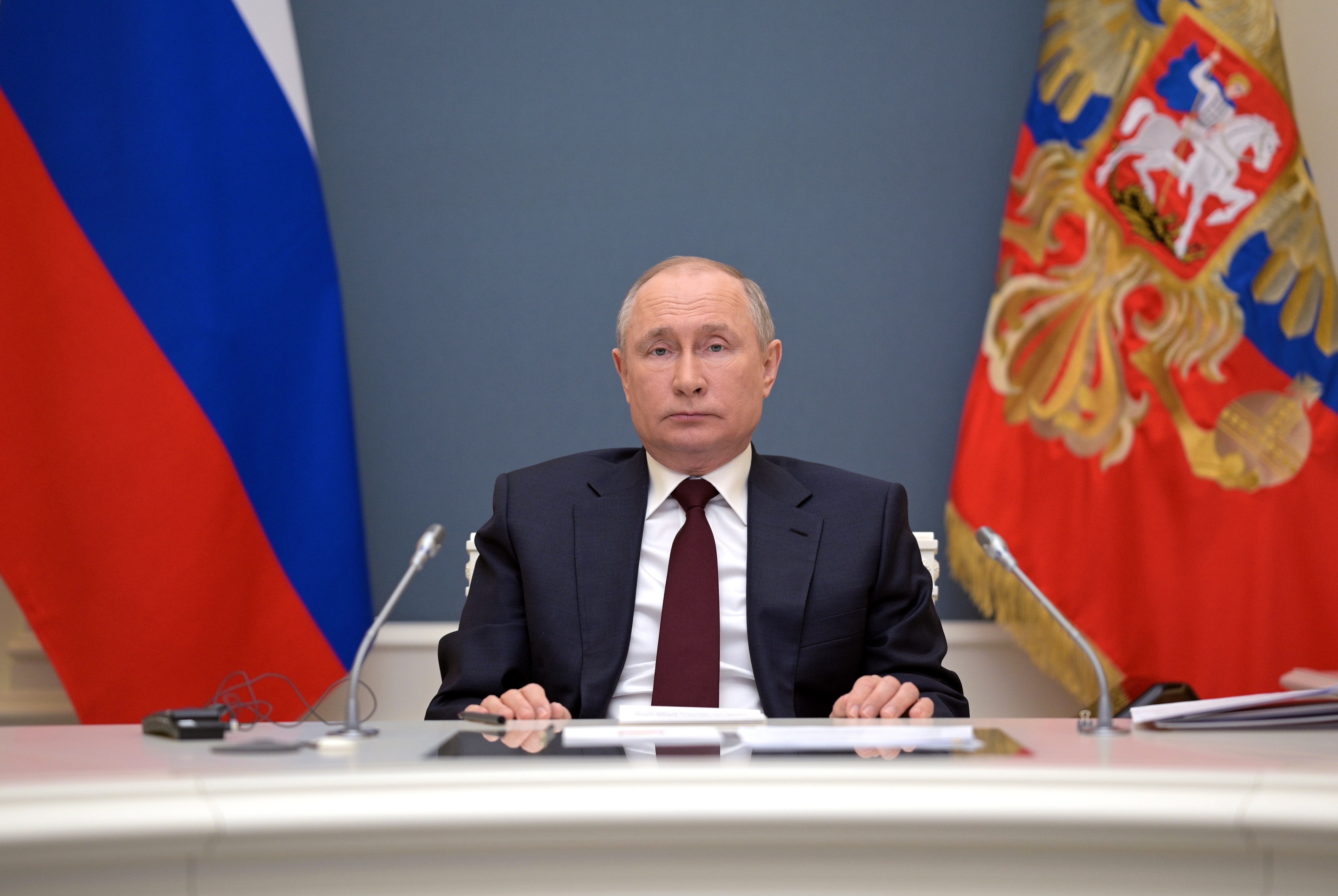 El presidente ruso, Vladímir Putin, en la Cumbre virtual de Líderes por el Clima. EFE/EPA/ALEXEI DRUZHININ
