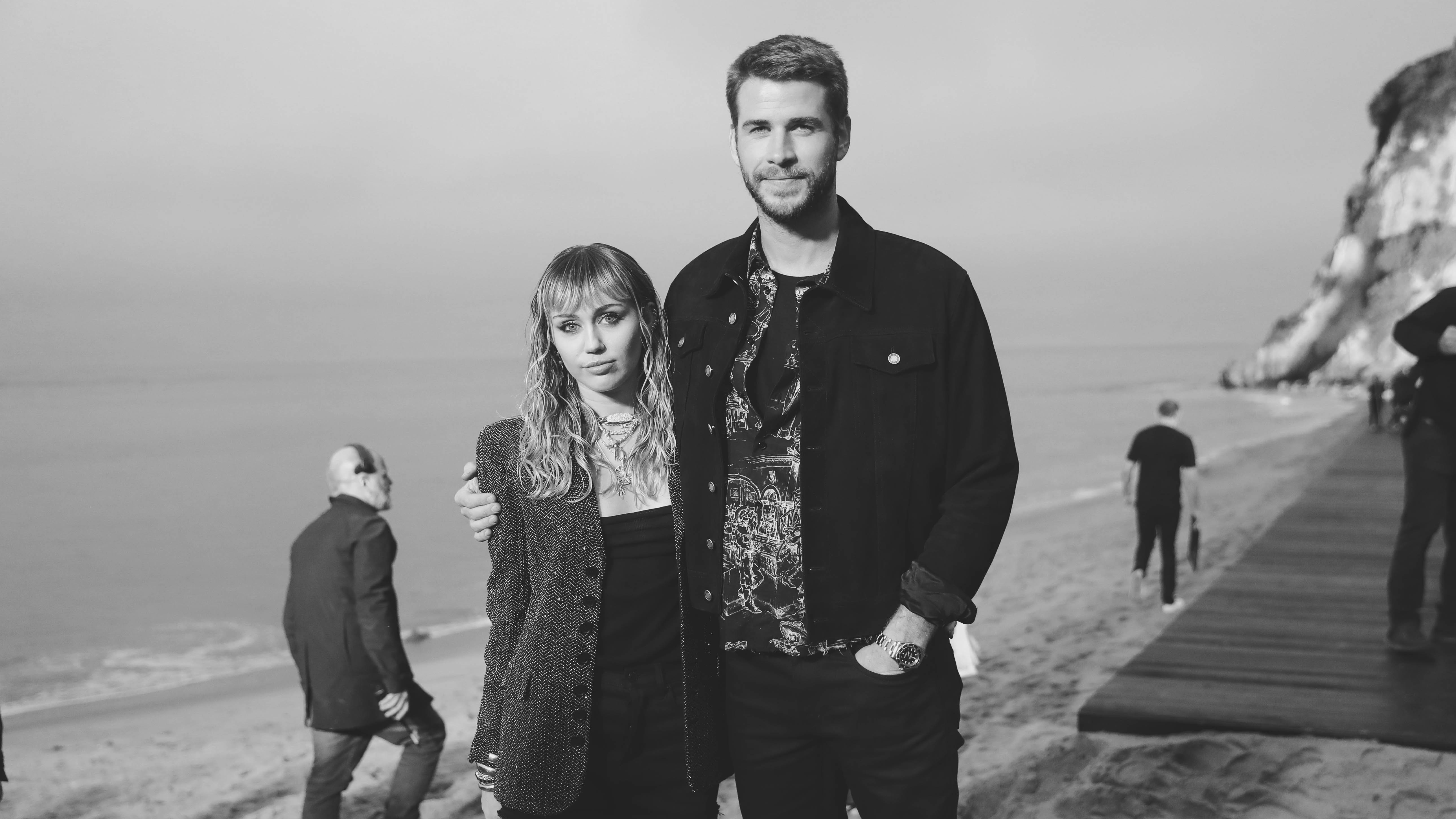 Mandatory Credit: Photo by Chelsea Lauren/WWD/Shutterstock (10286771m)
Miley Cyrus and Liam Hemsworth in the front row
Saint Laurent Show, Front Row, Spring Summer 2020, Los Angeles, USA - 06 Jun 2019
