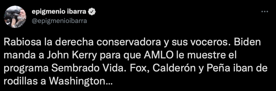 Ibarra señaló que antes los presidentes "iban de rodillas a Washington" (Foto: Twitter/@epigmenioibarra)