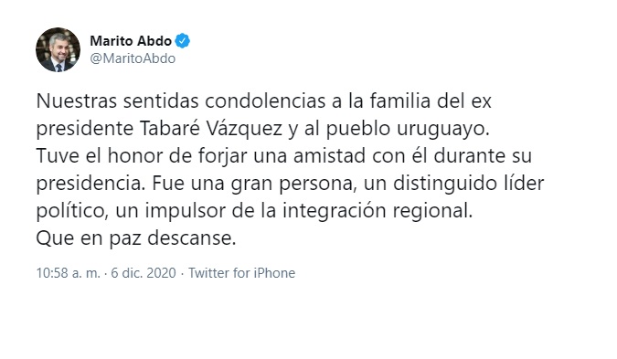 El mensaje del presidente paraguayo