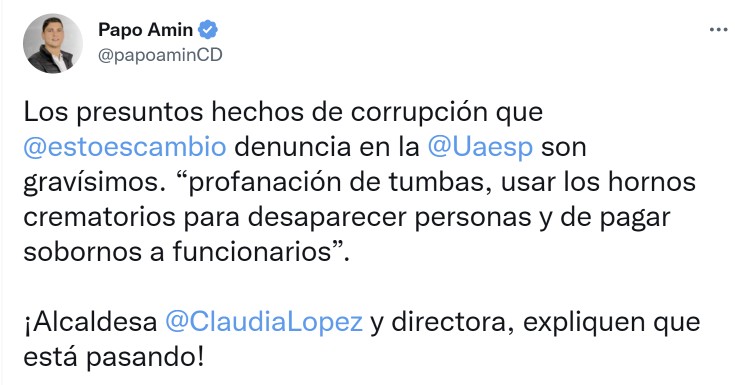 Papo Amín sobre denuncias en la UAESP