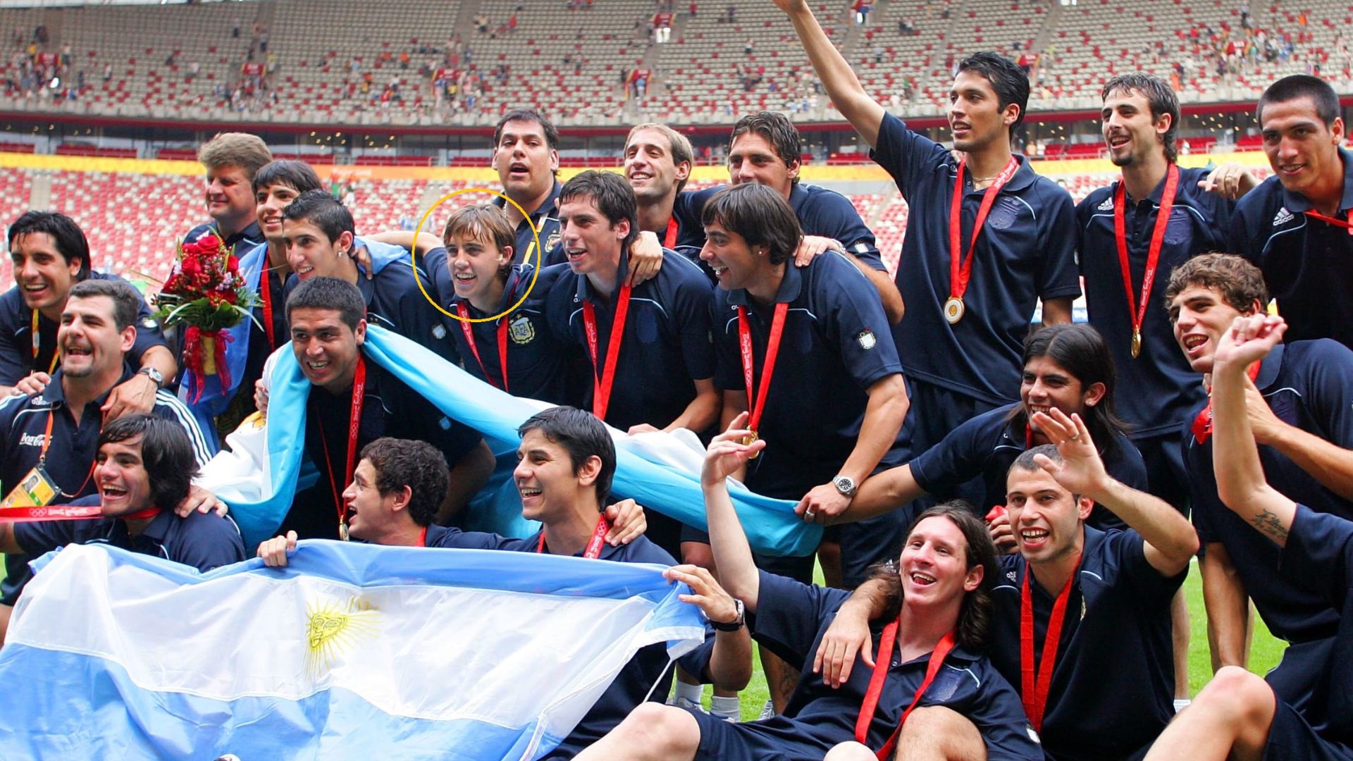 Diego Buonanotte y la vez que ganó la presea de oro con Messi en los Juegos Olímpicos de Pekín