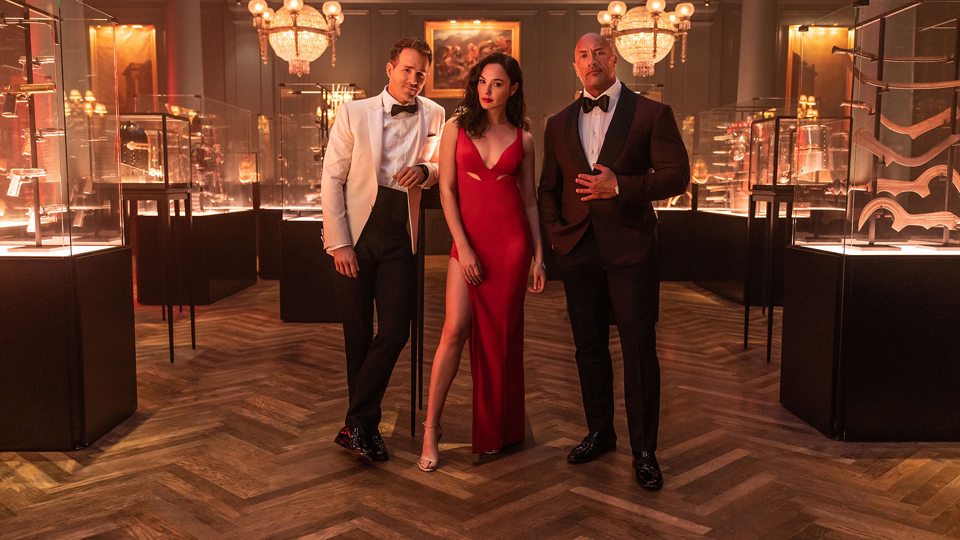 "red notice", as well as Ryan Reynolds and Gal Gadot, his latest film on Netflix.  (Frank Masi/NETFLIX)