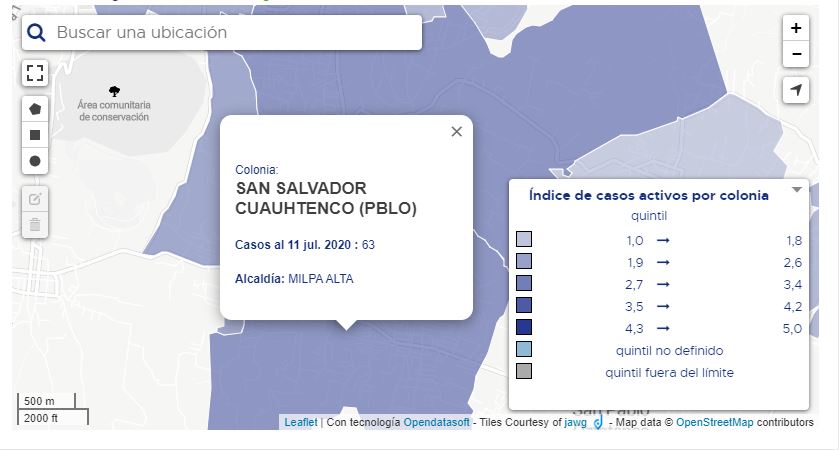Este día se contabilizaron 63 casos en el poblado de San Salvador (Foto: Captura de Pnatalla/ Datos abiertos CDMX)