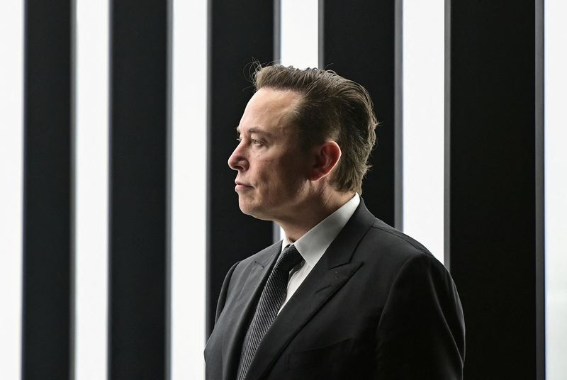 Elon Musk attends the groundbreaking ceremony for Tesla's new gigafactory for electric cars in Grünheide, Germany.  March 22, 2022. Patrick Pleul/Pool via REUTERS/File