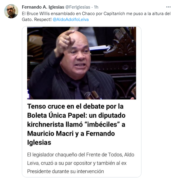 Respuesta de Fernando Iglesias al insulto de un diputado kirchnerista