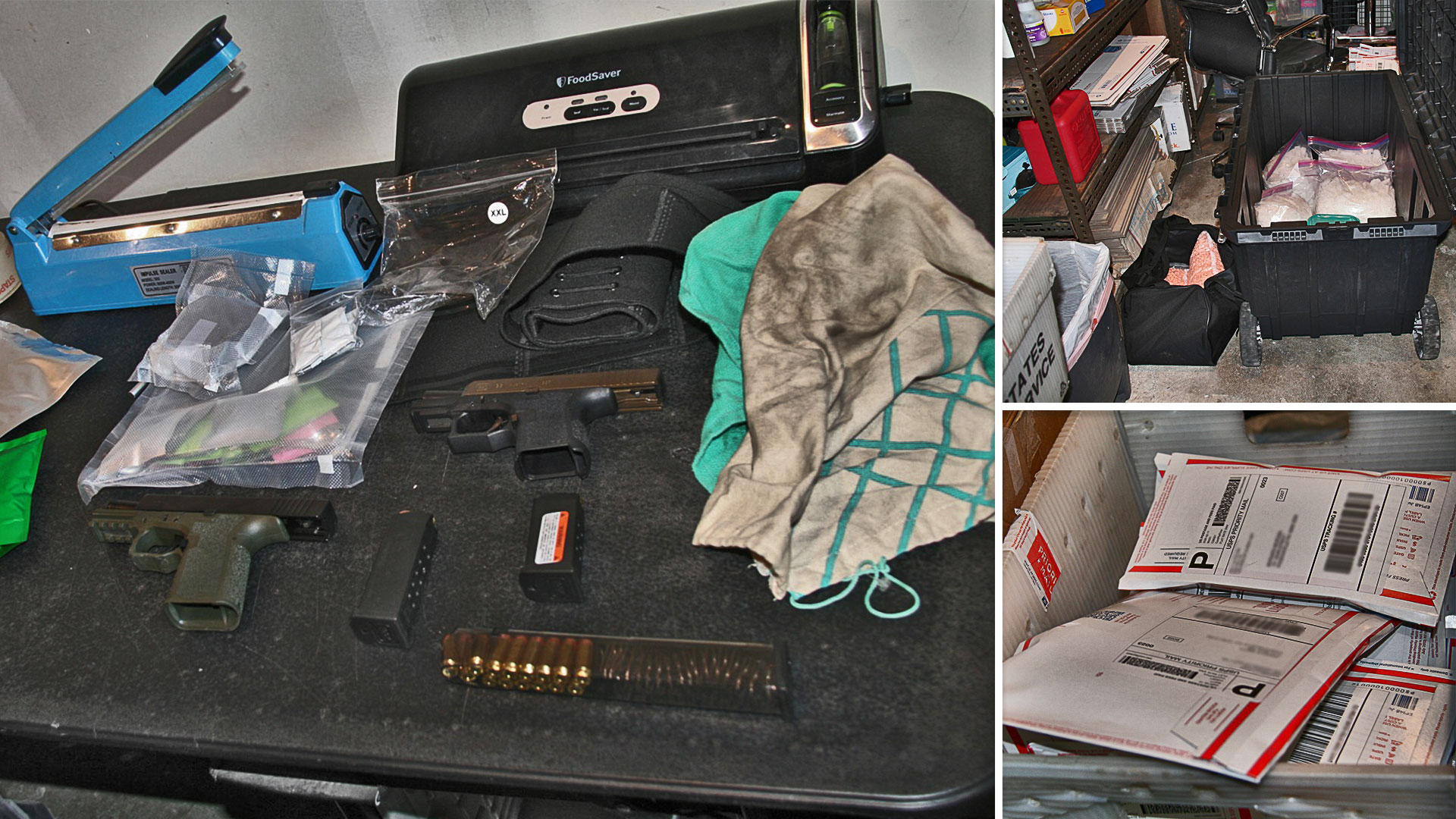 Una operación de JCODE en Los Ángeles en febrero de 2020 descubrió una gran cantidad de drogas, armas, efectivo, oro y criptomonedas como parte de la Operación DisrupTor (Foto: FBI)