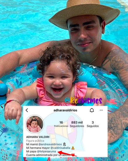 Felipe Saruma es oficializado como padre de Adhara en la cuenta oficial de Instagram de la bebé. Tomada de Instagram @rechismes