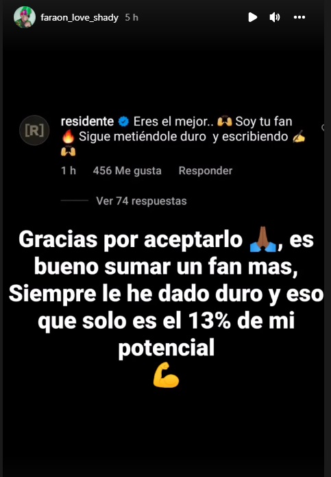 La respuesta de Faraón Love Shady a Residente. (Foto: Instagram)
