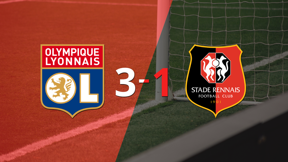 Gran victoria de Olympique Lyon sobre Stade Rennes por 3-1