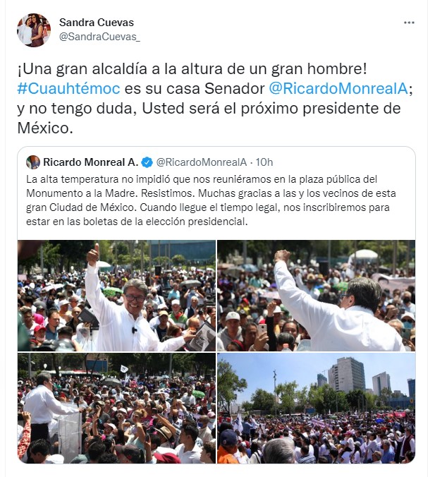 “será El Próximo Presidente De México” Sandra Cuevas Respaldó A Ricardo Monreal Para El 2024 1039