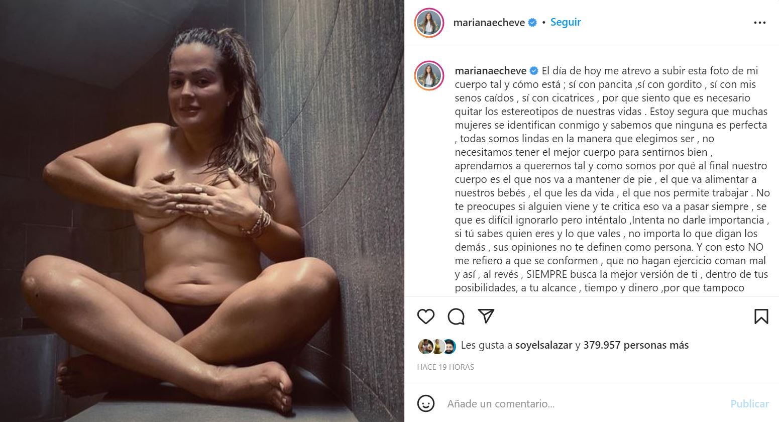 Mariana Echeverría posó al natural contra estereotipos: “Tu cuerpo es tu  hogar” - Infobae