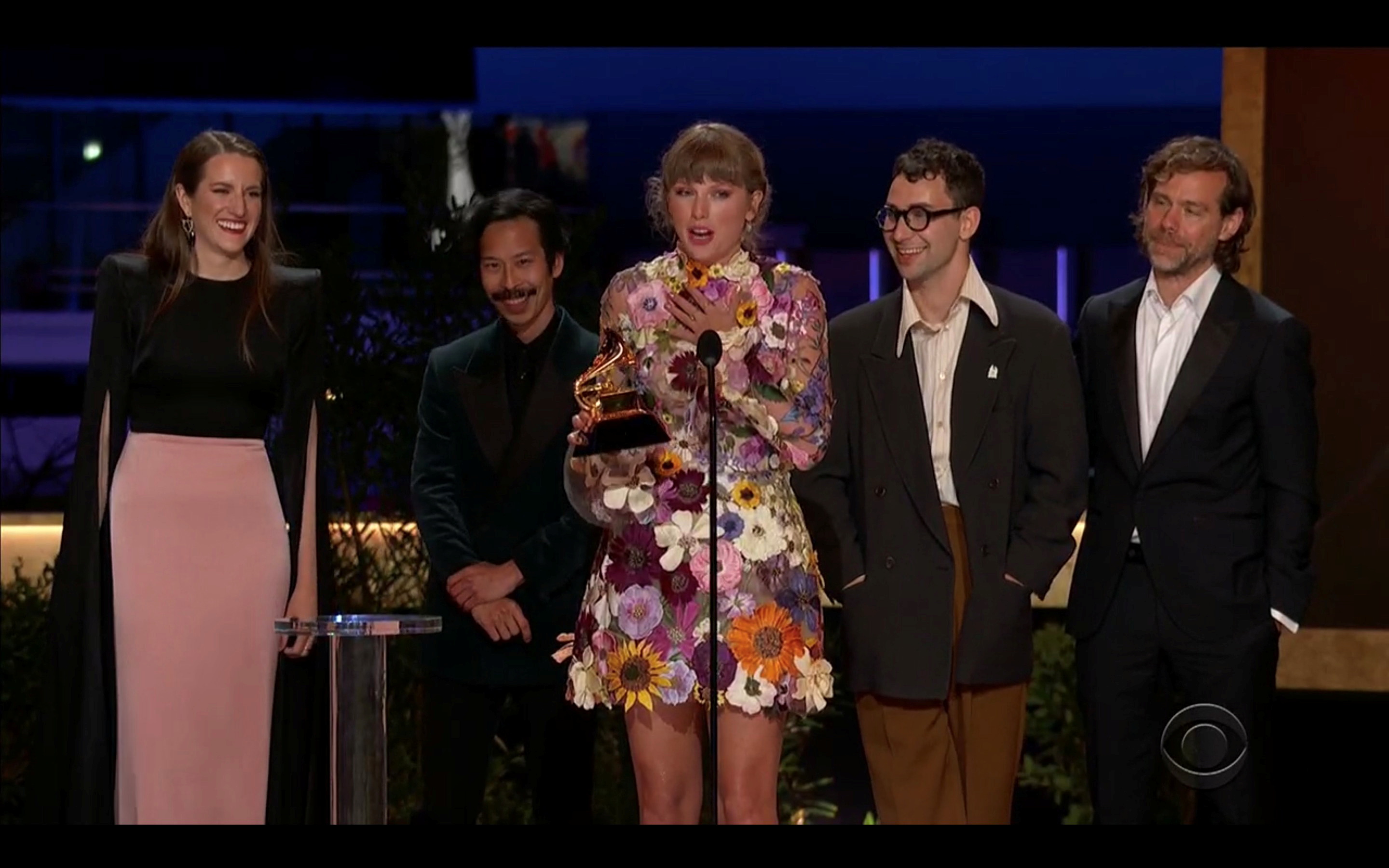 Taylor Swift wins the Grammy for Album of the Year for "Folklore" in this screen grab taken from video of the 63rd Annual Grammy Awards in Los Angeles, California, U.S., March 14, 2021. CBS/Handout via REUTERS - ATTENTION EDITORS - THIS IMAGE HAS BEEN SUPPLIED BY A THIRD PARTY. NO ARCHIVES, NO SALES, MANDATORY CREDIT, NO NEW USES AFTER 0400 GMT 17/3/2021, NO BROADCAST USE, USE FOR GRAMMY RELATED COVERAGE ONLY
