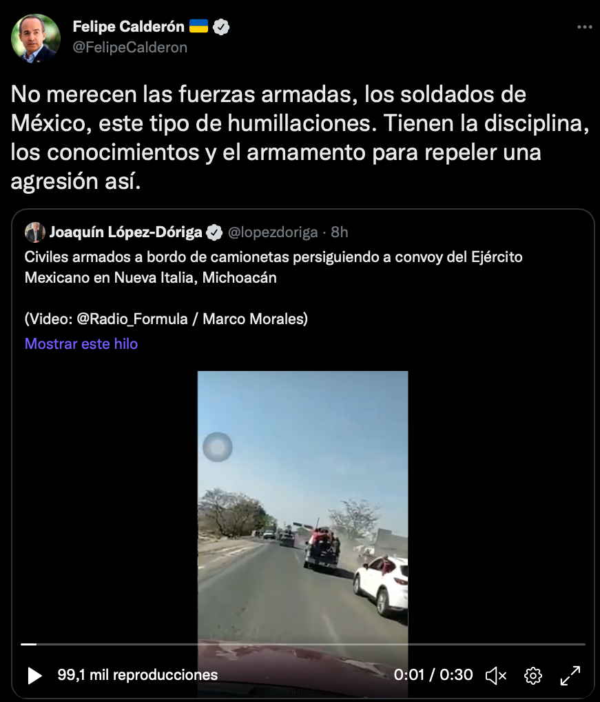 Felipe Calderón reaccionó al ataque (Foto: Twitter / @FelipeCalderon)