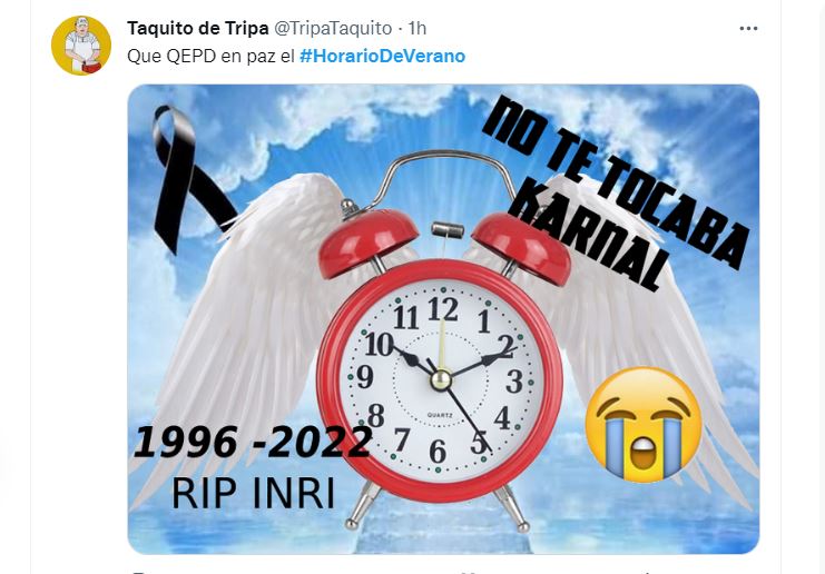 Usuarios en redes sociales reaccionaron con memes a la iniciativa del presidente Andrés Manuel López Obrador para eliminar el horario de verano (Foto: Captura de pantalla Twitter)
