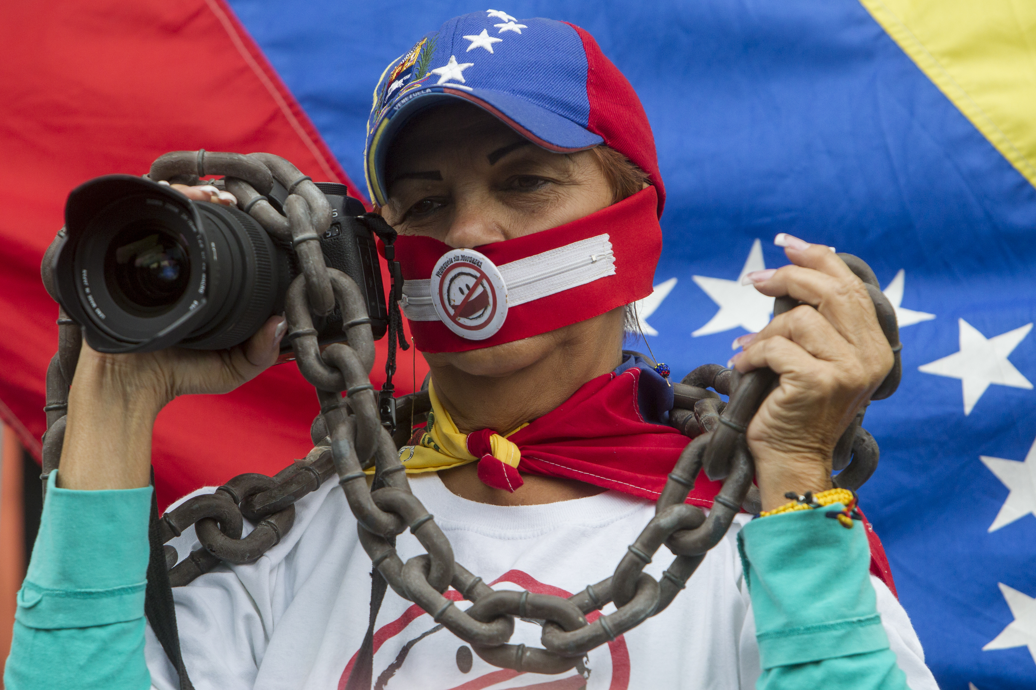 Una protesta contra la censura en Venezuela (EFE/Miguel Gutiérrez/Archivo)