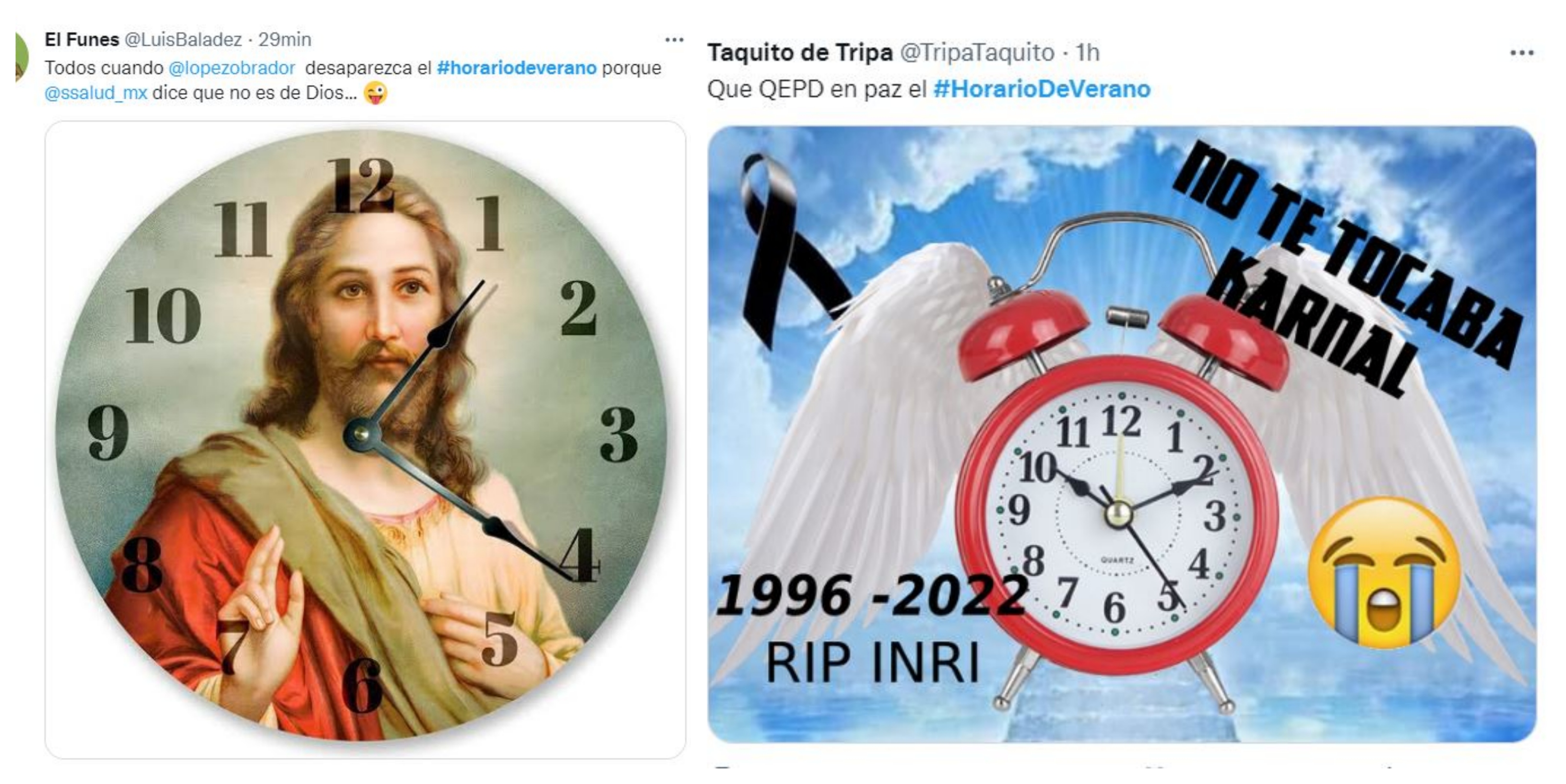 Usuarios en redes sociales reaccionaron con memes a la iniciativa del presidente Andrés Manuel López Obrador para eliminar el horario de verano (Foto: Captura de pantalla Twitter)