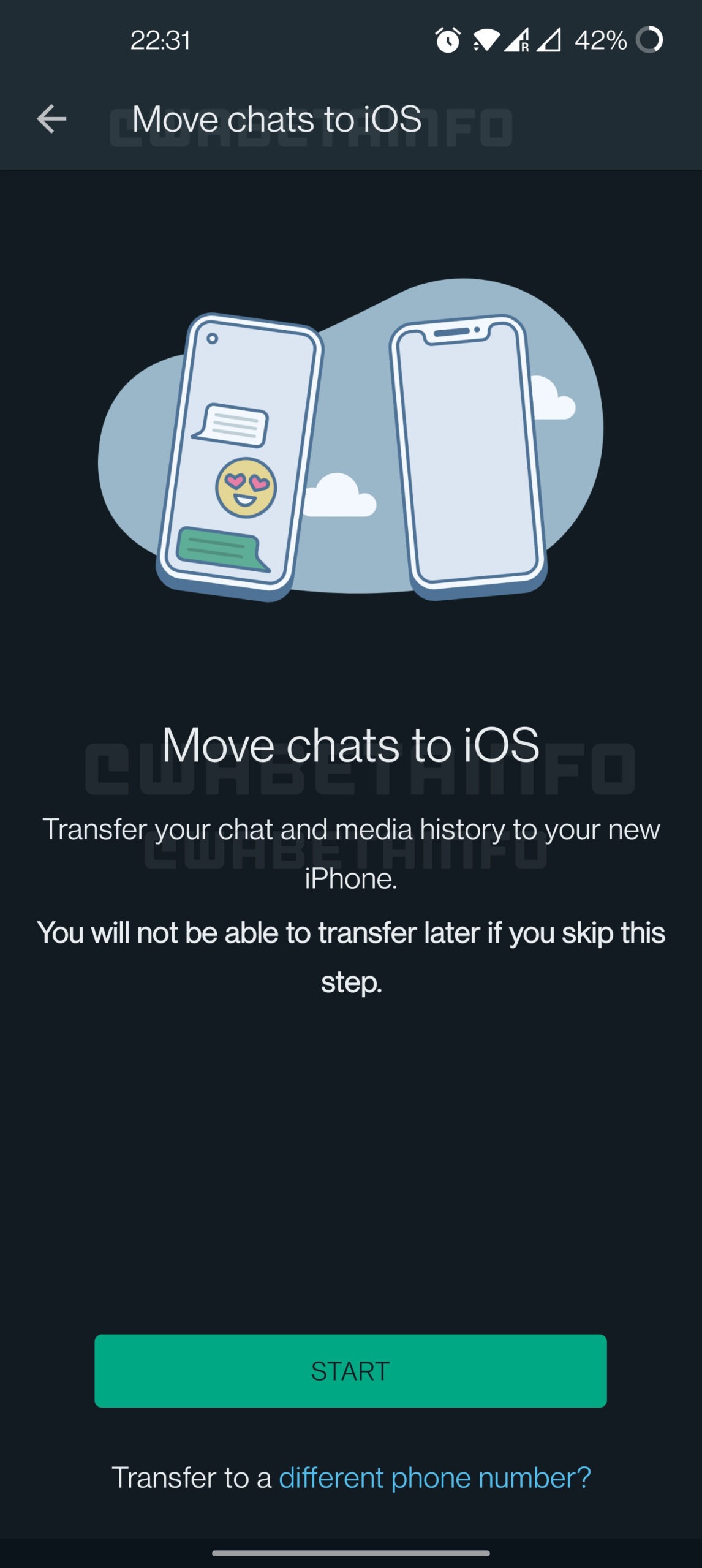 Actualización de la versión beta de WhatsApp permite la transferencia de conversaciones de WhatsApp para Android a iOS. (WABetaInfo)