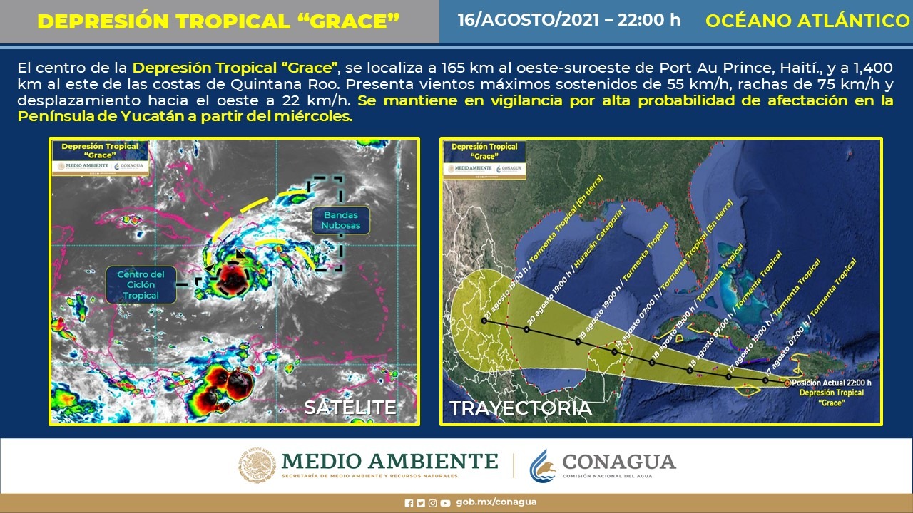 Avance de la depresión tropical Grace (Foto: Comisión Nacional del Agua)