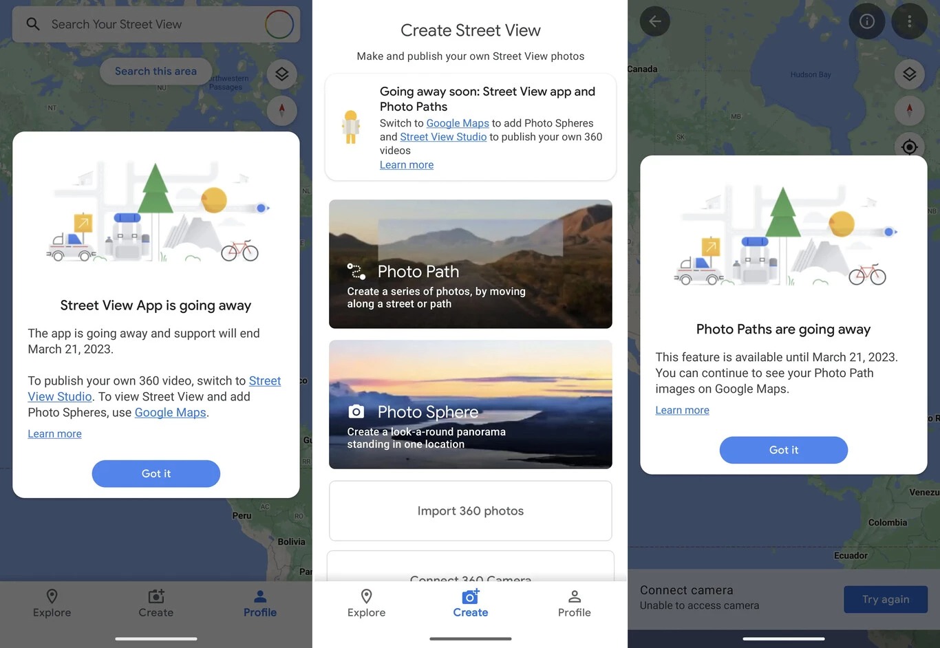 Il supporto per l'app mobile Google Street View terminerà nel 2023. (9to5Google)