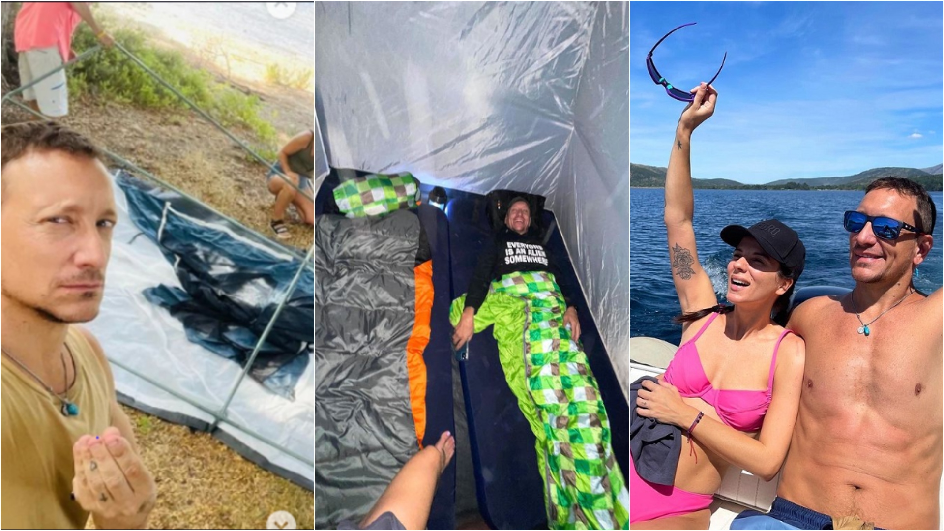 Las divertidas vacaciones de Nico Vázquez y Gimena Accardi: camping con amigos y relax junto al lago