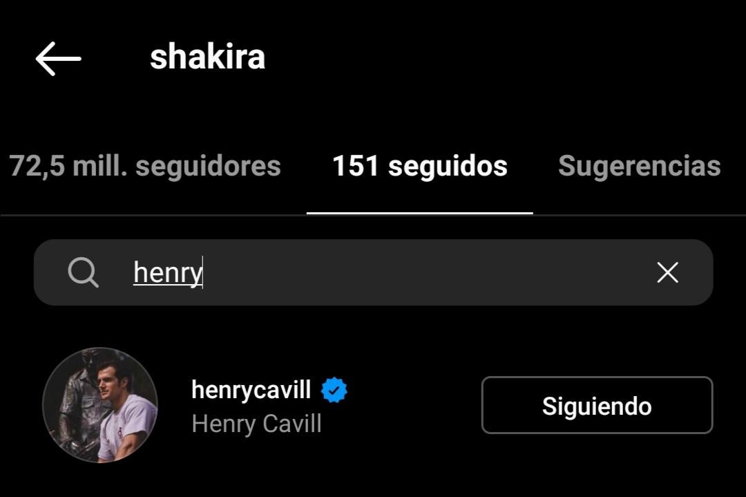 Imágenes confirmarían que Shakira ha comenzado a seguir a Henry Cavill, después que el actor demostrara interés en la cantante. Tomada de Twitter.