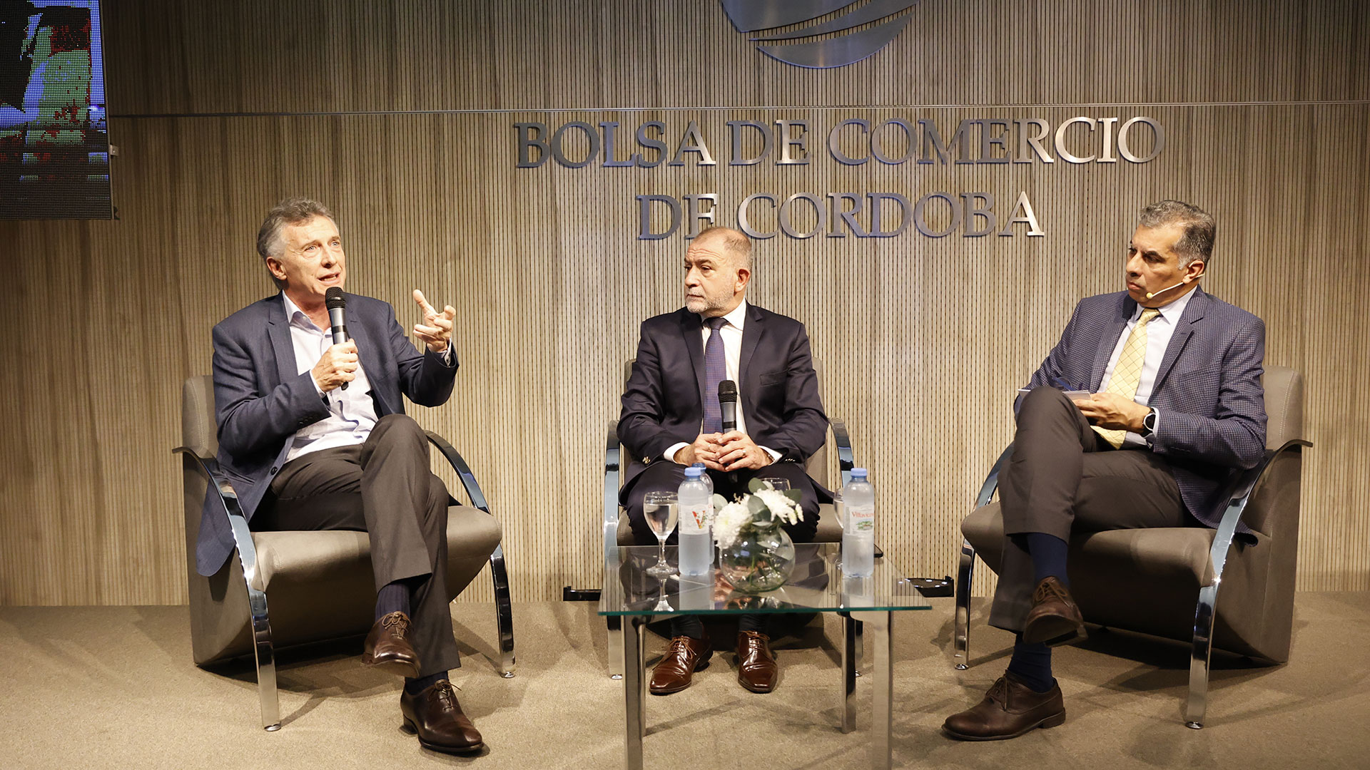 Mauricio Macri y Luis Juez, en la Bolsa de Comercio de Córdoba