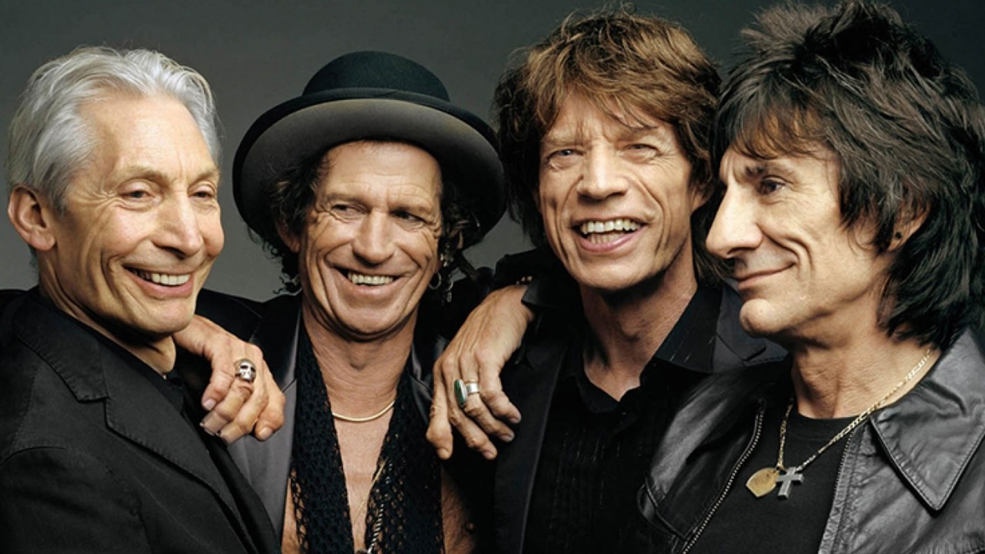 La formación icónica de los Rolling Stones desde la década de los años 90, de izquierda a derecha: Charlie Watts, Keith Richards, Mick Jagger y Ron Wood