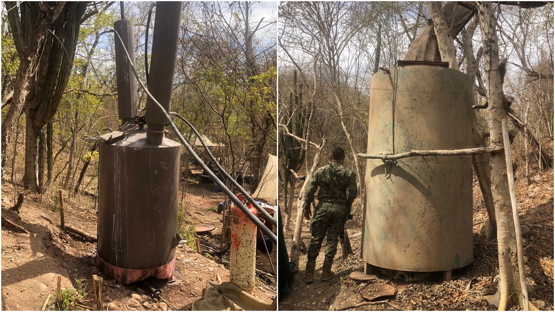 Armada de Mexico reported that these secret centers were discovered during patrols in two areas of Sinaloa state.Photo: Semar