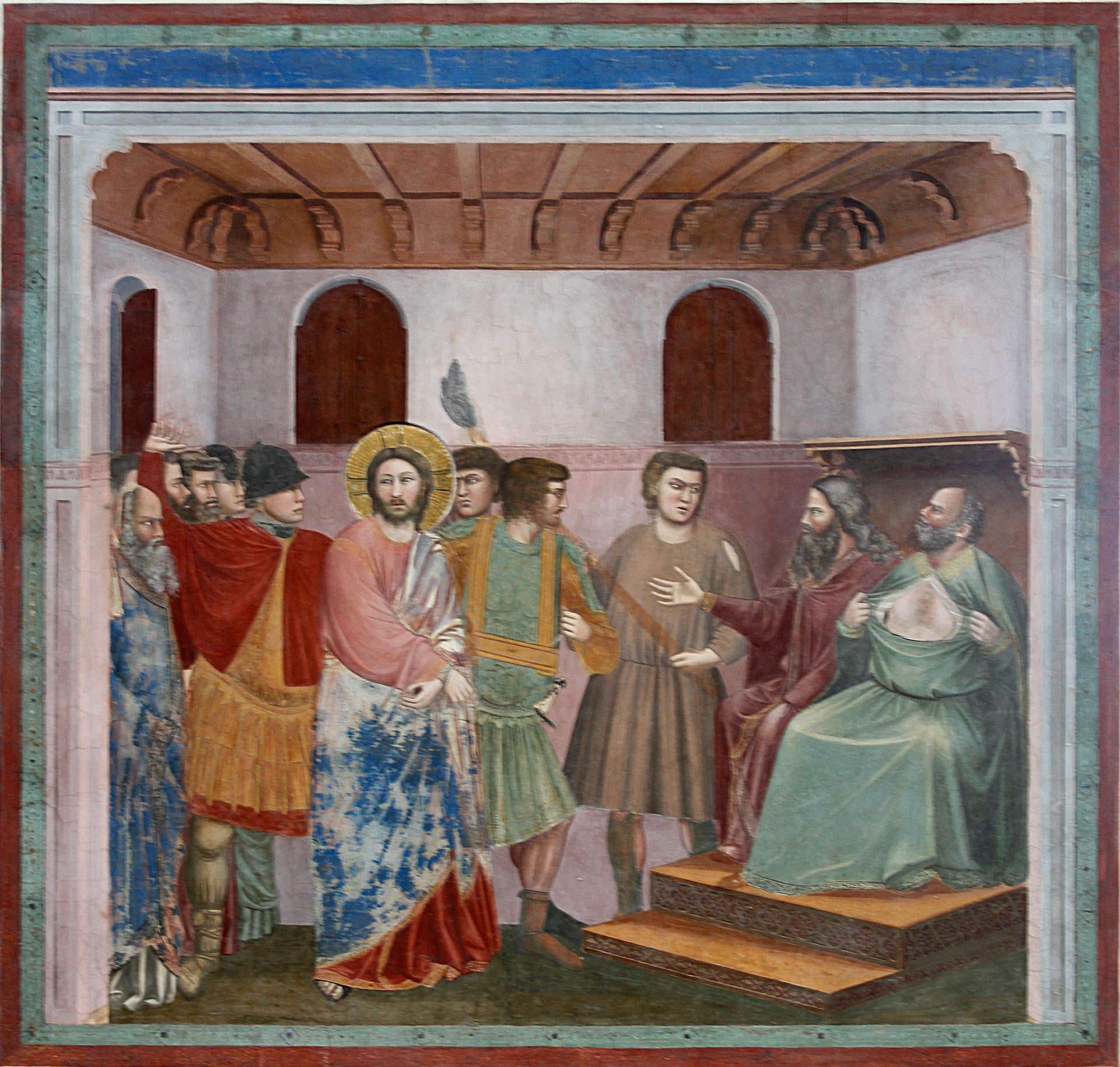 Jesus ante Caifas, por Giotto