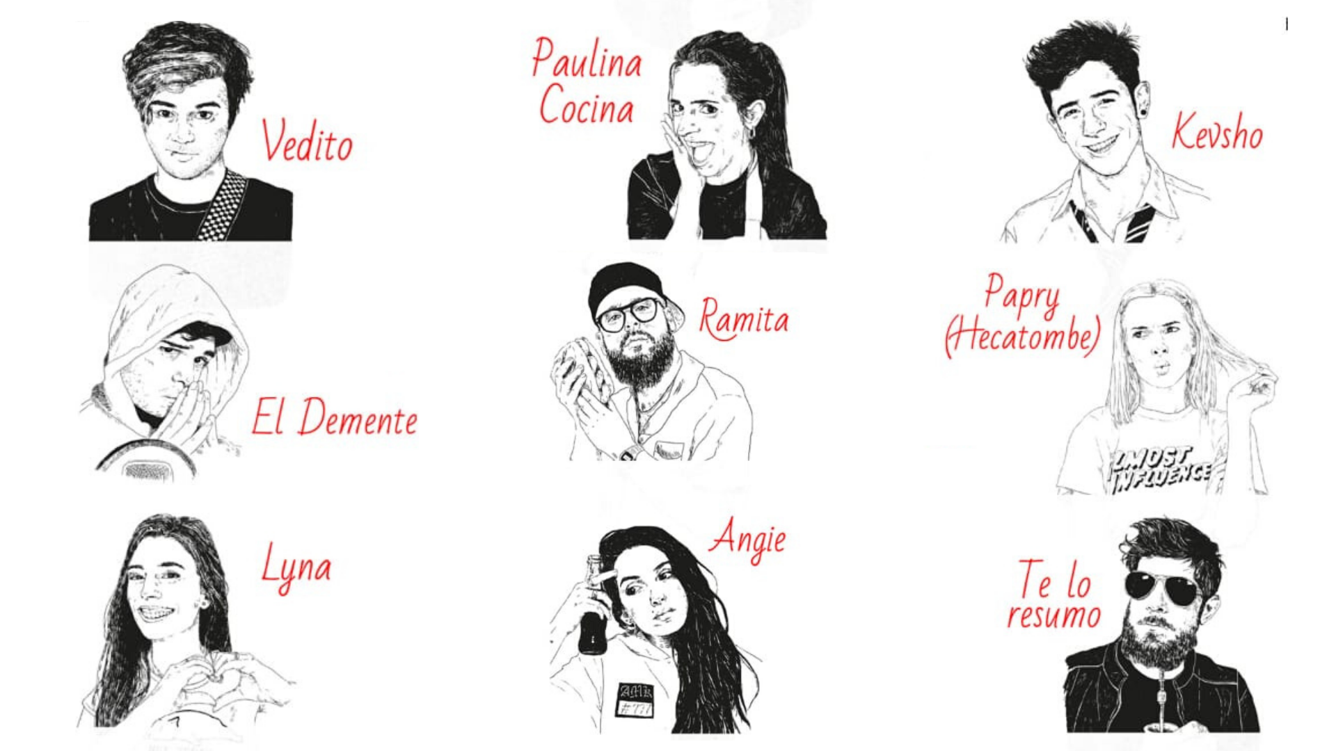 Los nueve youtubers entrevistados en "Agarra la pala"