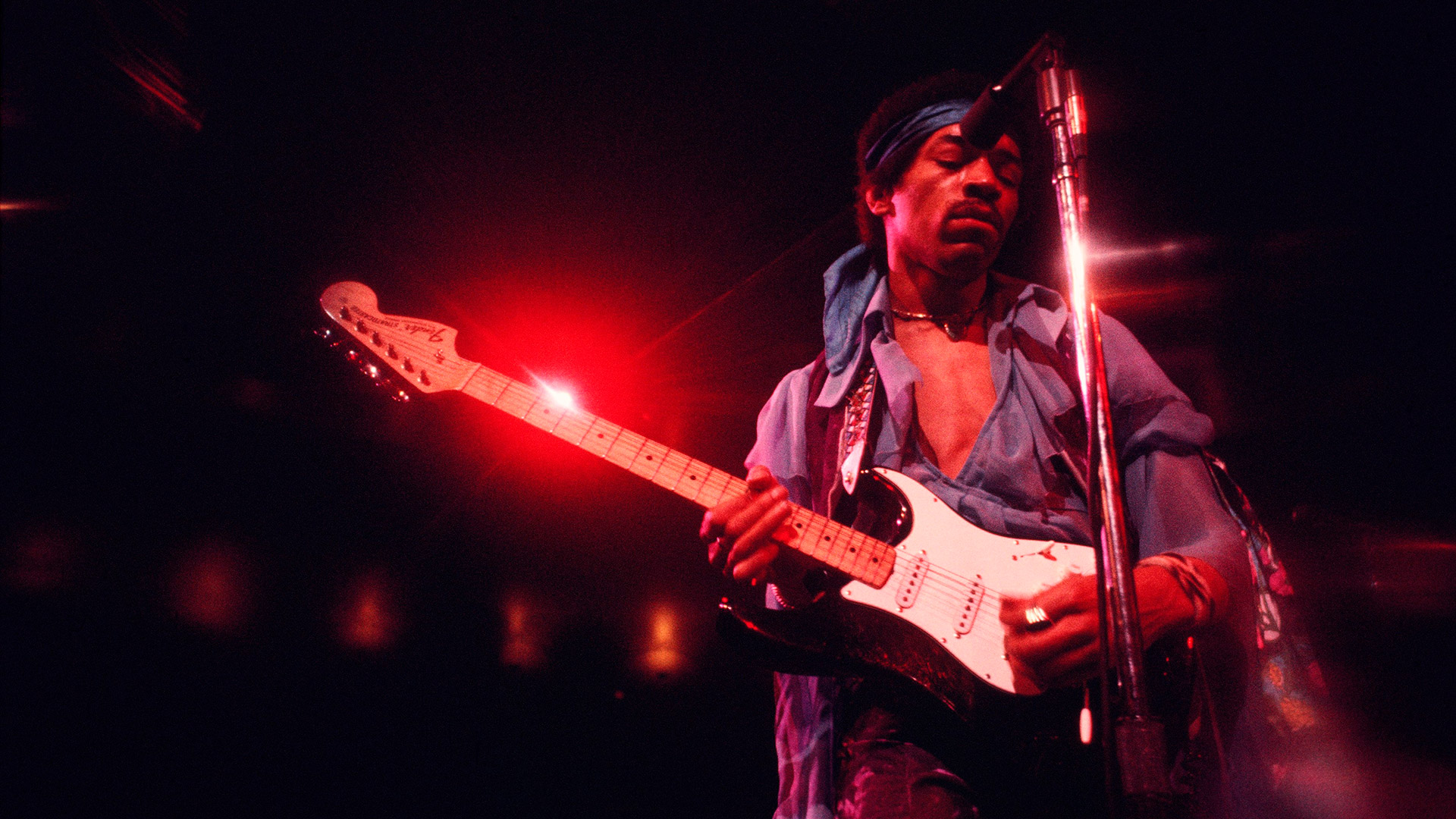 Jimi Hendrix in concert at Madison Square Garden in New York in 1969 (Photo by Walter Iooss Jr./Getty Images)