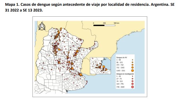 Mapa del dengue en Argentina, con 14 jurisdicciones comprometidas